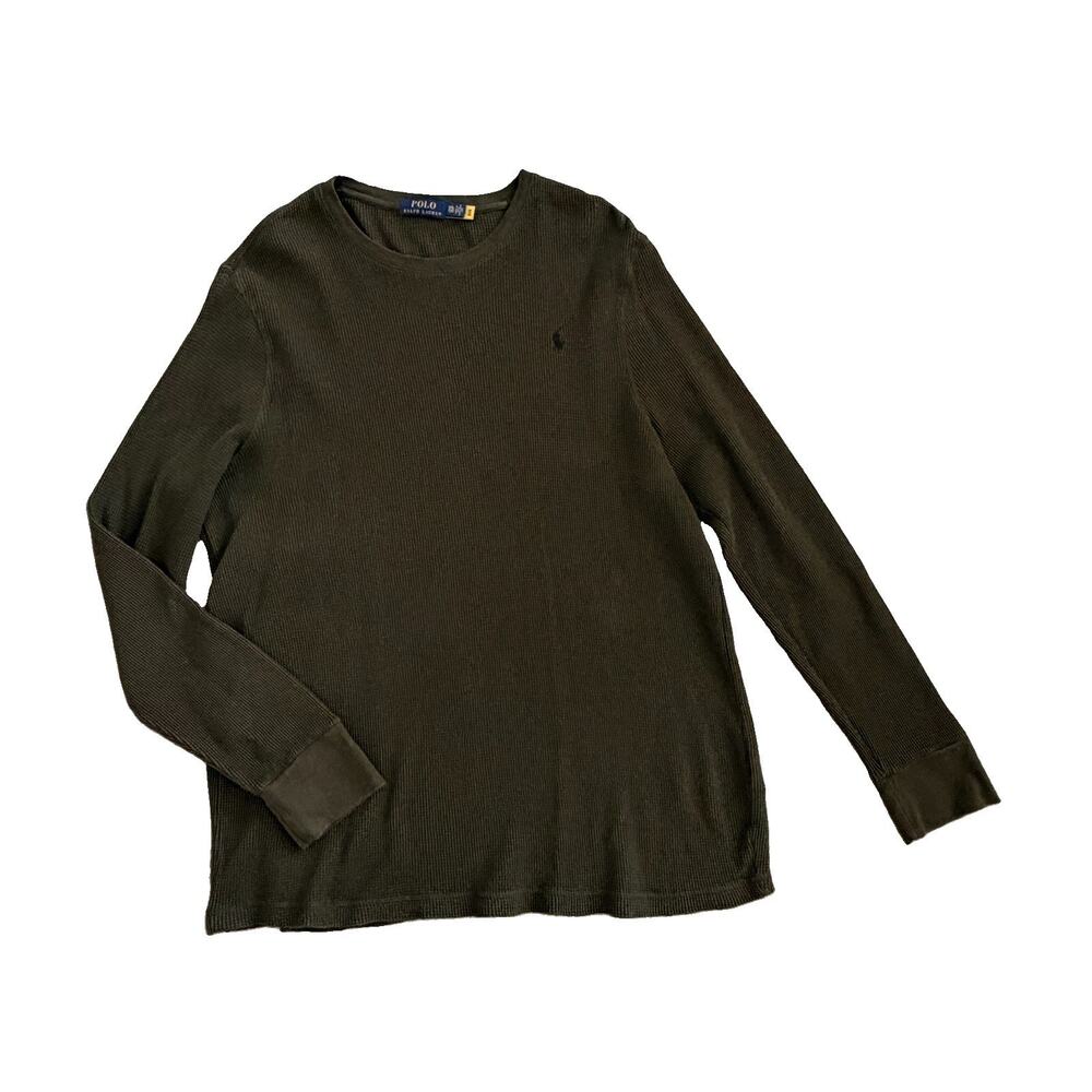 Polo Ralph Lauren Green Mens Waffle Knit Thermal Long Sleeve Shirt XXL EUC
